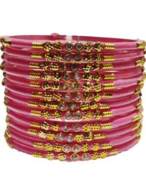 Designer Glass Bangles, 1 Dozen Packing, Gajri Color
