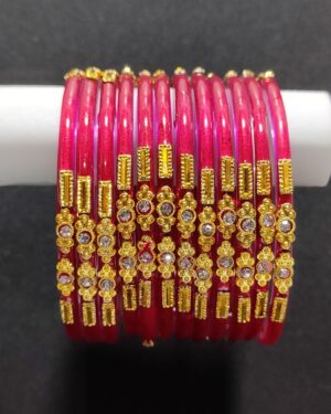 Designer Glass Bangles, 1 Dozen Packing, Red Color
