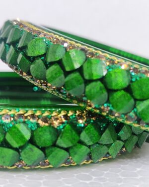 Two Piece Broad Glass Kangan, Green Color, Rs 65 each Pair, Box of 4 Pair Price