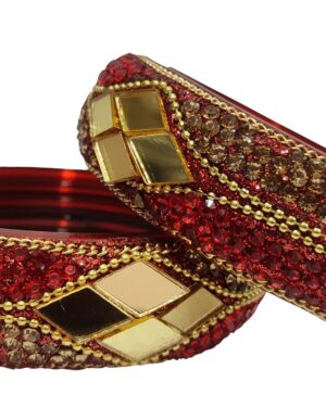 Two Piece Broad Glass Kangan, Red color, Rs 95 each Pair, Box of 4 Pair Price