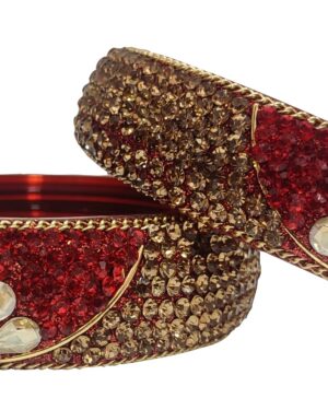 Two Piece Broad Glass Kangan, Red-Golden color, Rs 95 each Pair, Box of 4 Pair Price