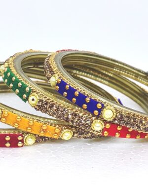 Stone Stud Four Piece Glass Kangan, Multi Color, Rs 45 for 4 Piece.