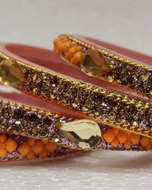 Stone Stud, Four Piece Glass Kangan, Orange Color, Rs 45 for 4 Piece