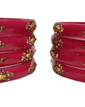 Stone Stud, Four Piece Glass Kangan, Gajri Color, Rs 34 for 4 Piece