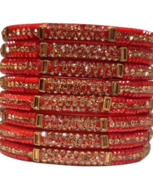 Stone Stud, Four Piece Glass Kangan, Red Color, Rs 67.50 for 4 Piece, Box of 8 Pcs Price