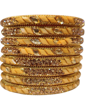 Designer Acrylic/Seep Bangles, Stone Stud, Golden Color, Box of 24 Pcs, Rs 38.33 for 4 Piece