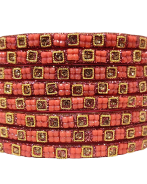 Designer Acrylic/Seep Bangles, Stone Stud, Gajri Color, Box of 32 Pcs, Rs 37.50 for 4 Piece
