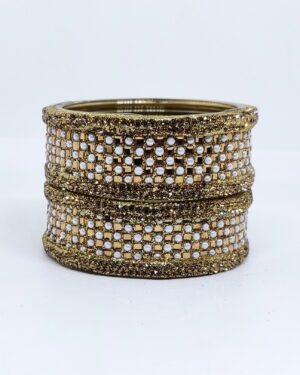 Two Piece Broad Nali Glass Kangan, Golden Color, Rs 100/- each Pair, Box of 4 Pair for