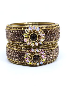Two Piece Broad Glass Kangan, Golden Color, Rs 120/- each Pair, Box of 4 Pair for