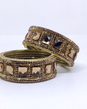 Two Piece Broad Nali Glass Kangan, Golden Color, Rs 100/- each Pair, Box of 4 Pair for