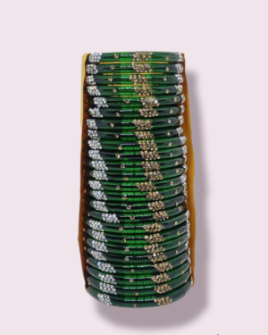 Designer Green Color Glass Kangan, Size 26-24-22, Rs 37/- for 4 Piece, Box of 24 Piece of Mix Size for