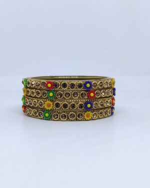 Designer Four Piece Glass Kangan, Multi Color, Rs 42=50 for 4 Piece, Mix Size, Box of 16 Pcs