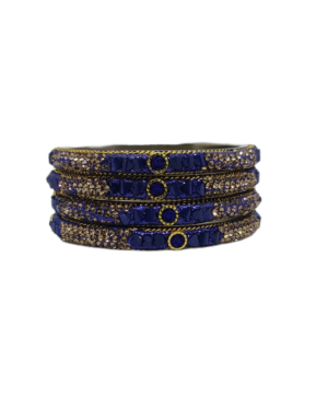 Designer Stone Stud Metal 4 Pcs Kangan, Blue Color, Stone n Beads Stud, Mix Size (28-26-24), Rs 40 for 4 Pieces, Box of 24 Pieces for