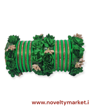 Designer Floral Concept, Thread Work, Acrylic Chuda, Green Color, Mix Size (28-26-24), Rs 250/- Each Set, Box of 3 Sets
