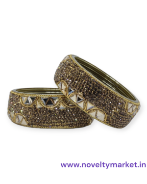 Two Piece Glass Kangan, Golden Color, Rs 125/- each Pair, Mix Size Box of 4 Pair for
