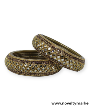 Two Piece Glass Kangan, Golden Color, Rs 100/- each Pair, Mix Size (28-26-24) Box of 4 Pair for