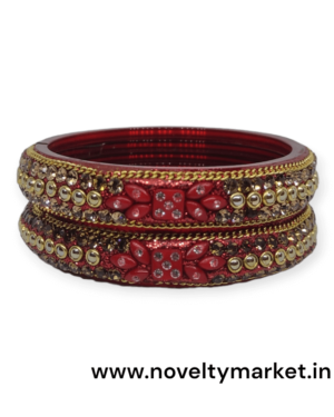 Two Piece Glass Kangan, Red Color, Rs 60/- each Pair, Mix Size (28-26-24) Box of 4 Pair for