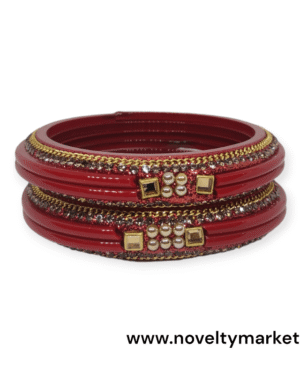 Two Piece Glass Kangan, Red Color, Rs 67.50/- each Pair, Mix Size (28-26-24) Box of 4 Pair for