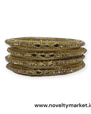 Designer Height Four Piece Glass Kangan, Golden Color, Rs 70/- for 4 Piece, Mix Size, Box of 16 Pcs