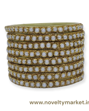 Acrylic/Plastic Seep 4 Pc Kangan, White-Golden Color, Mix Size Pack, Rs 30/- for 4 Pcs, Box of 32 Pieces