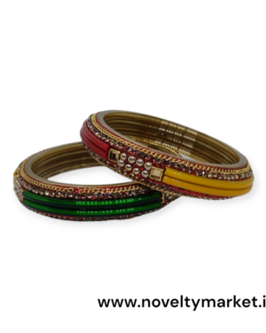 Two Piece Glass Kangan, Multi Color, Rs 67.50/- each Pair, Mix Size (28-26-24) Box of 4 Pair for
