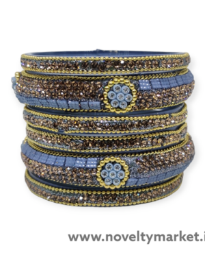 6 Piece Glass Kangan Set, Grey Color, Rs 85/- per Set, Mix Size (28-26-24), Box of 4 Set