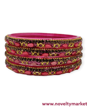 Designer Four Piece Glass Kangan, Gajri Color, Rs 42.50 for 4 Piece, Mix Size, Box of 16 Pcs