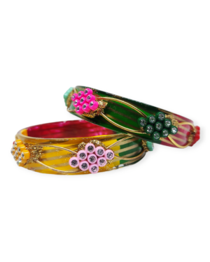 Two Piece Borosil Glass Kangan, Multi Color, Rs 67.50/- each Pair, Mix Size (28-26-24) Box of 4 Pairs for
