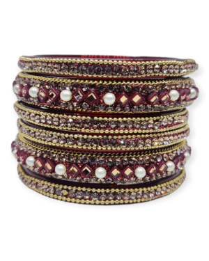 6 Piece Glass Kangan Set, Maroon Color, Rs 77.50/- per Set, Mix Size (26-24-22), Box of 4 Set