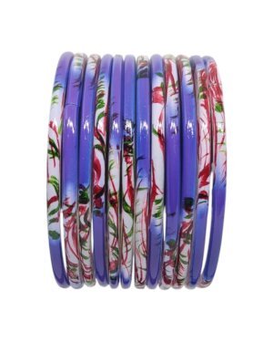Hand Painted Glass Bangles, 6 Dozen Packing, Navy Blue Color, Mix Size (28-26-24-22) Packing, Rs 26.75/- Per Dozen