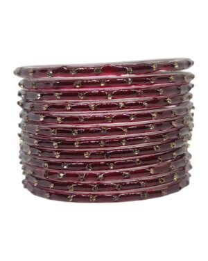 Stone Stud Glass Bangles, 6 Dozen Packing, Mehroon Color, Mix Size (28-26-24-22) Packing, Rs 36=75/- Per Dozen