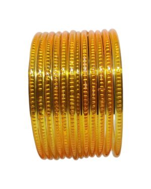 Designer Glass Bangles, 6 Dozen Packing, Mango Color, Mix Size (28-26-24-22) Packing, Rs 28=50/- Per Dozen